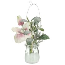 Artikel Christrose künstlich im Glas Kunstblumen zum Hängen H22cm