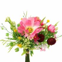 Dekostrauß Cosmea und Schneeball im Bund Künstlich Rosa Sortiert H18cm