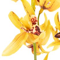 Artikel Künstliche Cymbidium Orchidee 95cm Gelb Grün Bordeaux 2 Stück