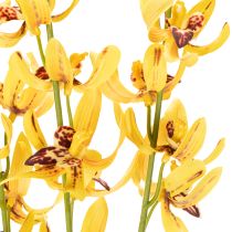 Artikel Künstliche Cymbidium Orchidee 95cm Gelb Grün Bordeaux 2 Stück