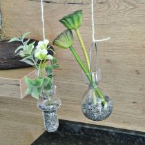 Mini Glasvasen zum Aufhängen Glasdeko mit Drahtbügel H14cm 4St