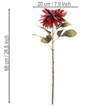 Artikel Kunstblume Dahlie 68cm Rot-Orange aus Seidenstoff und Kunststoff