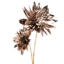 Artikel Künstliche Dahlie mit zwei Blüten, 75 cm, Metallic Champagner