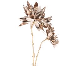 Artikel Künstliche Dahlie mit zwei Blüten, 75 cm, Metallic Champagner