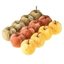 Artikel Dekorationsäpfel aus Stoff, Samtoptik, Ø 5 cm, Höhe 6 cm, Braun Gelb Beige