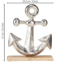 Artikel Dekoanker aus Metall und Holz in Silber und Natur, 25,5 x 5,5 x 31 cm
