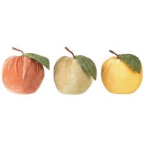 Artikel Deko-Apfel aus Samt mit Filzblatt Braun Gelb Ø7,5 cm H9 cm 9er-Set