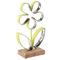 Artikel Deko Aufsteller Metall Blume Sockel Grün Silber H29cm