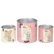 Artikel 3-teiliges Pflanztopf-Set aus Aluminium im Vintage-Stil, Altrosa und Creme, Höhe 15 cm