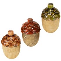 Artikel Deko Eicheln Holz Tischdeko Grün Orange Rot H10cm 3 St