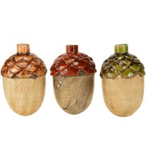 Artikel Eicheln Holzdeko Set H10cm Ø6,5cm Orange Grün Rot Innenbereich