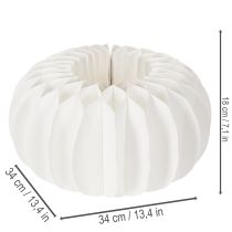 Artikel Papier-Dekokugel Kürbisform Weiß 34 cm 2 Stück