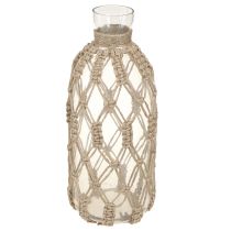 Artikel Deko Flasche Glas Makramee Flaschenvase Ø10cm H27cm