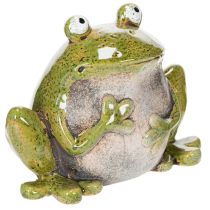 Artikel Deko Frosch Keramik Grün Braun Vintage L15,5cm
