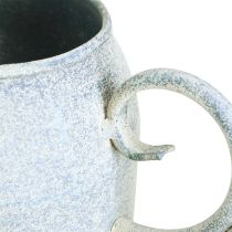 Artikel Deko-Gießkanne aus Metall 32x11x18cm Weiß-Blau Vintage-Stil für Innen- und Außendekoration