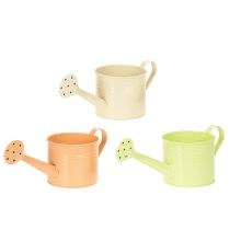 Artikel Deko-Gießkanne Set aus Metall Ø11cm H10cm in Pastellfarben Lachs, Grün, Gelbgrün – 8 Stück