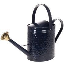 Artikel Deko-Gießkanne aus Metall 65cm Blau-Gold mit Karo-Muster für Innen- und Außenbereiche