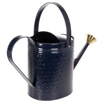 Artikel Deko-Gießkanne aus Metall 65cm Blau-Gold mit Karo-Muster für Innen- und Außenbereiche
