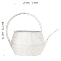 Artikel Deko Gießkanne Metall Weiß mit Rillen 25 cm für Innen und Außen