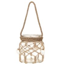 Artikel Deko-Glas mit Makramee und Muscheln, Ø 14 cm, hängend oder stehend
