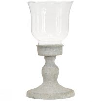 Artikel Deko Glas Pokal Metallfuß Vintage-Optik Grau Ø8cm H15,5cm