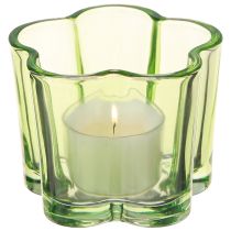 Artikel Deko Glas Teelichthalter Blütenform Grün Ø7,5cm H6cm 6St