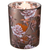 Artikel Deko Glas Windlicht Nelken Silber Braun H12,5cm 2 St