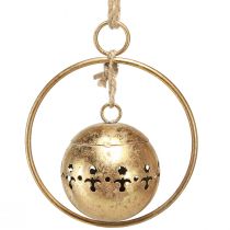 Artikel Deko Glocke Gold Schelle Hängedeko Metall Natur Ø14cm