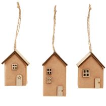 Artikel Deko Häuschen aus Holz 9-teilig Christbaumschmuck rotbraun 6-7 cm