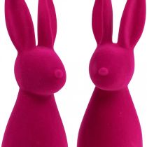 Artikel Dekofigur Hase Kunststoff Beflockt Pink 29,5 cm 2er-Set