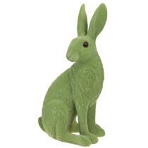 Artikel Deko Hase sitzend Figur Osterhase beflockt Grün 12×9×25cm