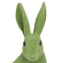 Artikel Deko Hase sitzend Figur Osterhase beflockt Grün 12×9×25cm