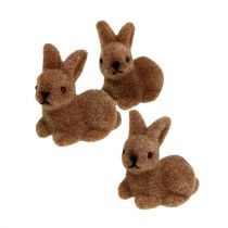 Deko-Hasen 5cm beflockt Braun 16 St