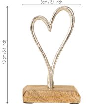 Artikel Deko Herz Metall Holz in Natur Silber 7,5x5x13cm 3St