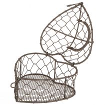 Artikel Drahtkorb Herzform Grau Vintage-Stil 14×13,5cm mit Henkel