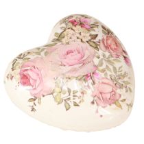 Artikel Deko Herzen mit Rose Keramik in Creme Rosa 8x8cm 3St