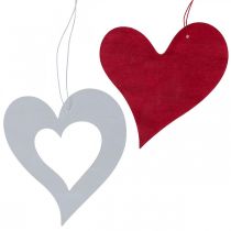 Artikel Deko Herzen zum Aufhängen Herz aus Holz Rot/Weiß 12cm 12St