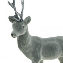 Artikel Dekofigur Hirsch aus Kunststoff, Anthrazit, mit Glitzergeweih, H28cm