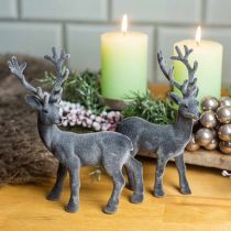 Artikel Deko Hirsch beflockt Grau 20cm 2 St