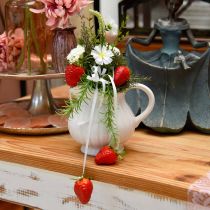 Dekorative Vase, Krug mit Griff Keramik Grün, Weiß, Creme H14,5cm 3St