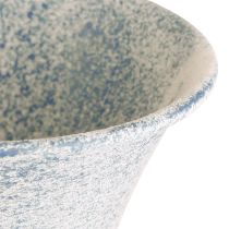 Artikel Dekorativer Kelch aus Metall, Weiß-Blau, Ø11cm, H17,5cm, für Tischdekoration