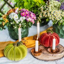 Artikel Deko-Kürbis beflockt Mix Orange, Grün, Rot Herbstdeko 16cm 3St