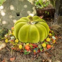 Deko-Kürbis beflockt Moosgrün 32cm
