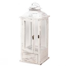 Artikel Deko Laterne Vintage mit Schublade Weiß 20×20cm H51cm