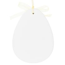Artikel Deko-Ostereier Holz 11cm Weiß-Gelb Hängedeko Motiv ostern