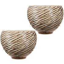 Artikel Deko-Schale Blumentopf Keramik Beige Braun 2er Ø15cm