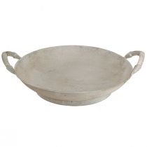 Artikel Deko Schale Shabby Chic Grau Metall Deko mit Griffen Ø31cm
