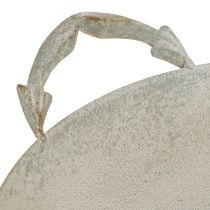 Artikel Deko Schale Shabby Chic Grau Metall Deko mit Griffen Ø31cm