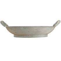 Artikel Deko Schale Metall Ø31cm Grau Shabby Chic mit Griffen