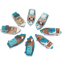 Artikel Deko Schiffchen Boot Blau Rot Maritime Tischdeko 5cm 8 St